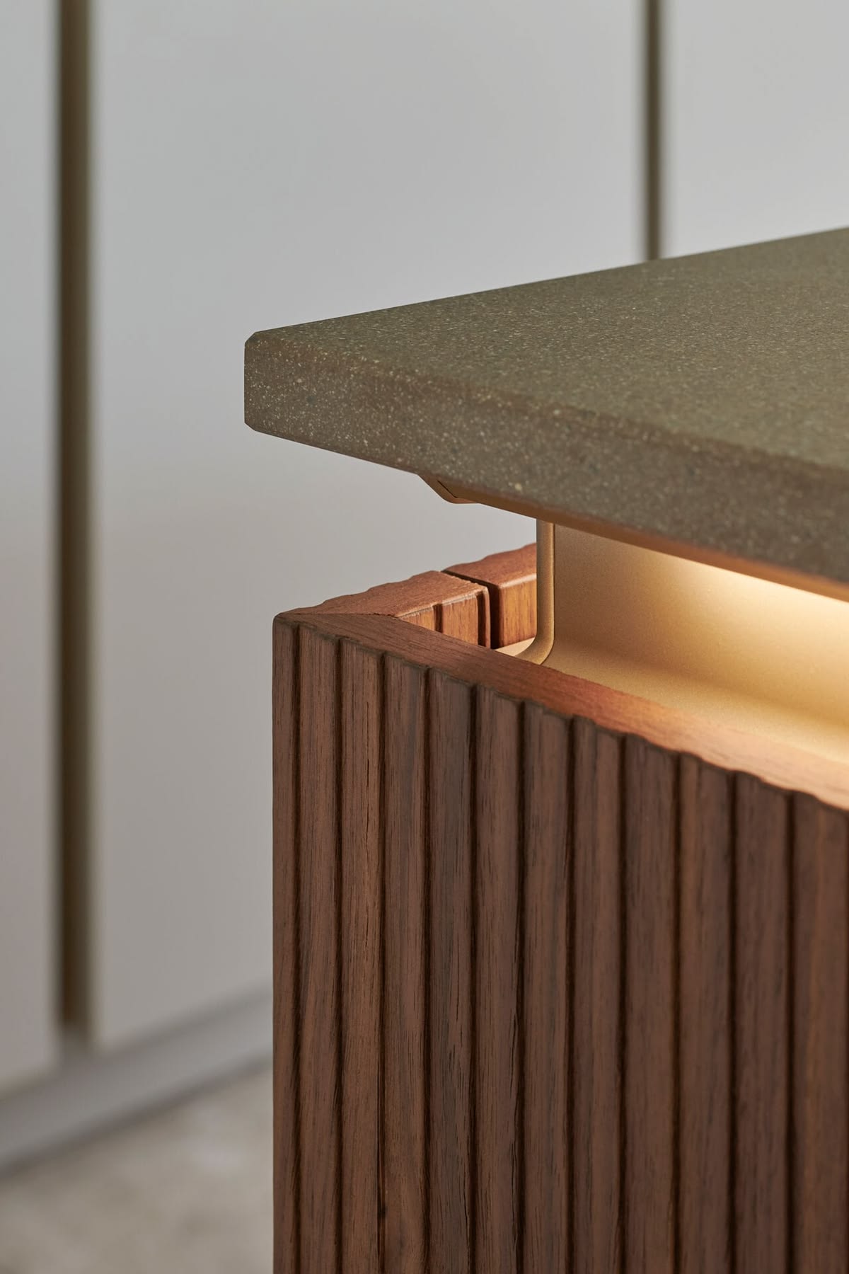 Wood cabinetry detail with lighting